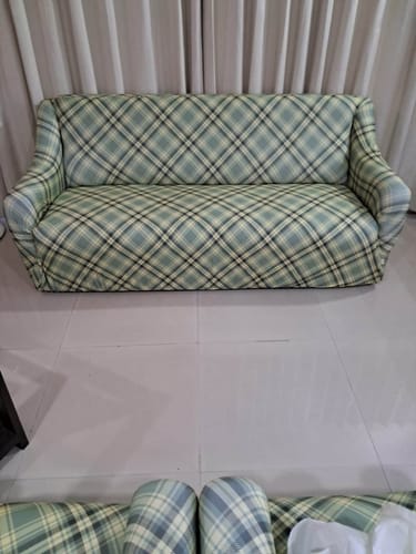 Customer photo review of Plaid Panttern Elastic Sofa Slipcovers