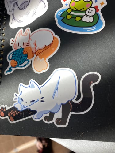 Customer photo review of Cute Ghost Cat Stickers!