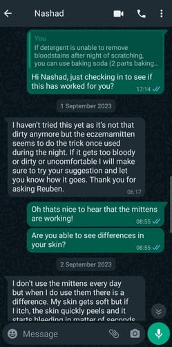 Customer photo review of Eczema Scratch Mitten