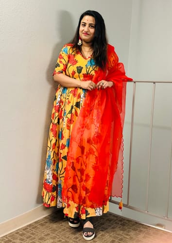 Customer photo review of Yellow & Red Kalamkari Dress