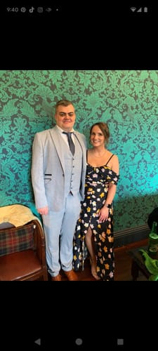 Customer photo review of Navy floral off the shoulder