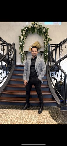 Customer photo review of Ultra Stretch Sports Suit Jacket - Grey Houndstooth Plaid