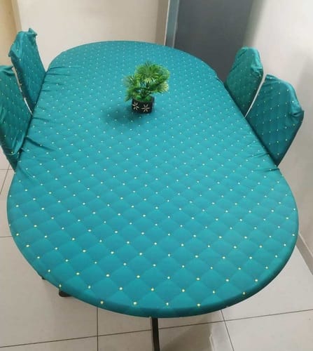 Customer photo review of Luxurious Capitone Stretchable Dining Table Chair Cover