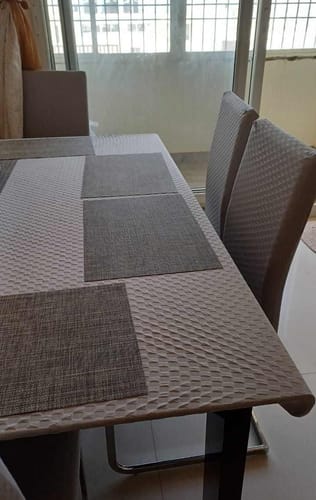 Customer photo review of Grey Weaves Elastic Dining Table Chair Covers