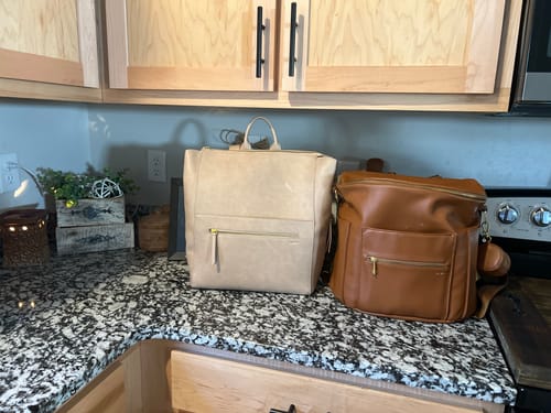 Customer photo review of The Fawn + Nordstrom Square Diaper Bag - Beige