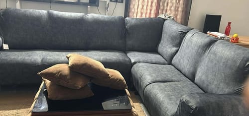 Customer photo review of Gray Velvet Elastic Sofa Slipcovers