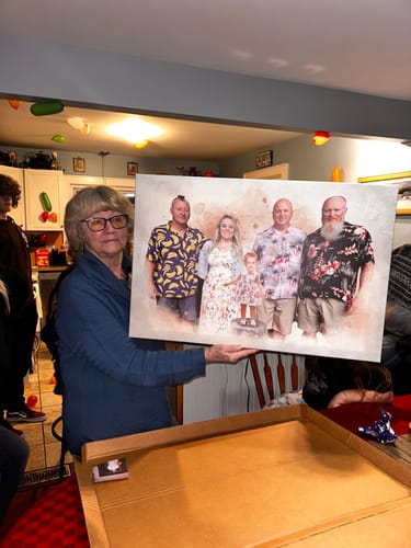 Customer photo review of Personalized Watercolor Memorial Portrait