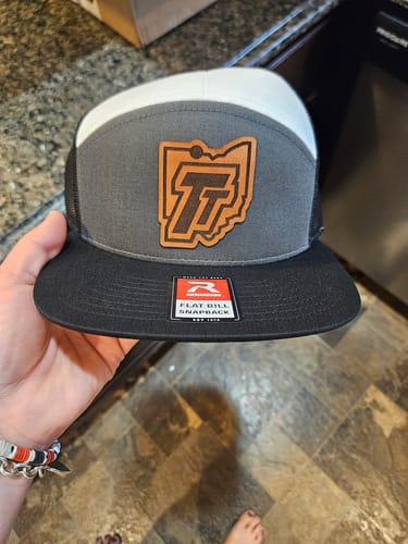 Customer photo review of Flat Bill Seven-Panel Leather Patch Hat - Richardson 168