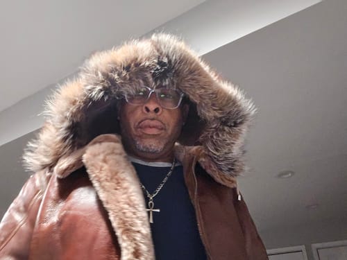 Customer photo review of Felix Brown bomber jacket with hoodie