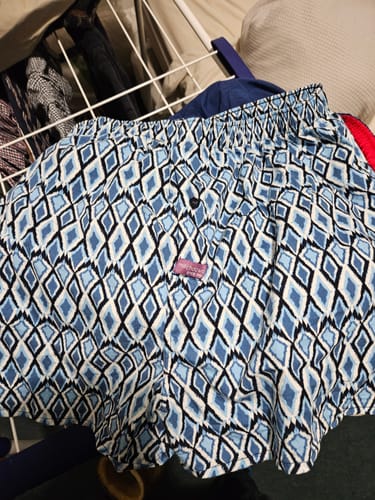 Customer photo review of Men's Leaf & Vine Cotton Boxer Shorts 3 Pack - Blue