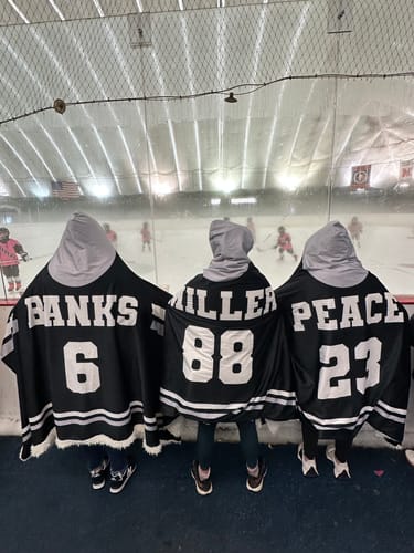 Customer photo review of Personalized Hockey Hooded Blanket