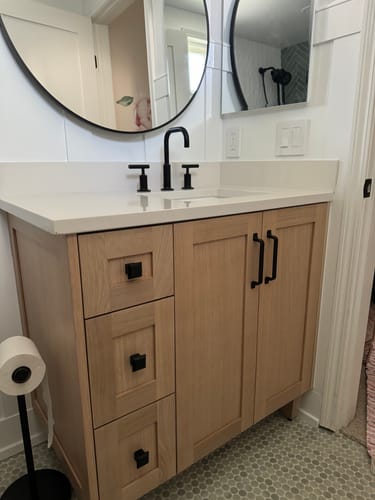 Customer photo review of Austin 36" Natural White Oak Bathroom Vanity, Right Sink