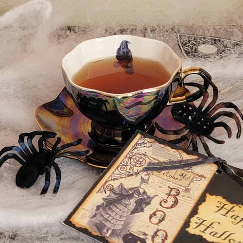 Customer photo review of Skull Black Gold Luster Tea Cup and Saucer