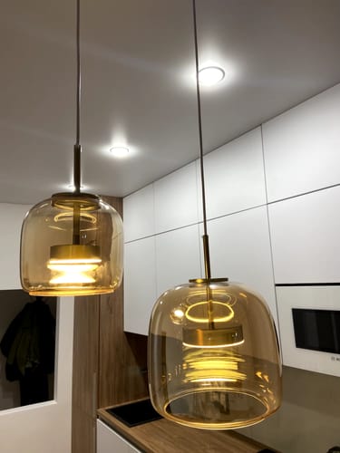 Customer photo review of WOMO Drum Blown Glass Pendant Light-WM2145