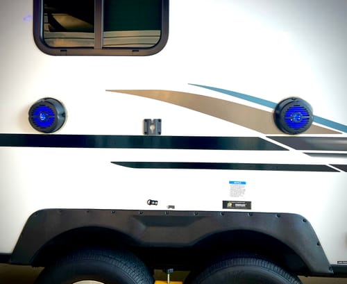 Customer photo review of Magnadyne WR58B-LED-PR | 5'' Water Resistant Surface Mount Speaker/Grill with LED Lighting | Sold as a Pair