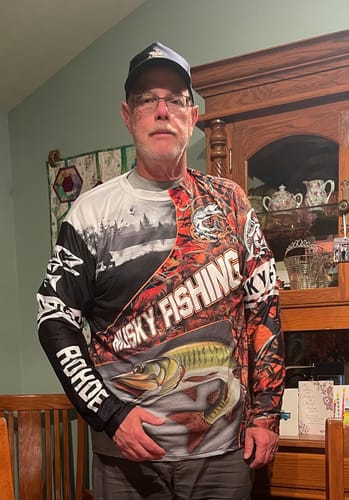 Customer photo review of Maxcorners Musky ( muskie) Halloween Fishing Customize Name 3D Shirts