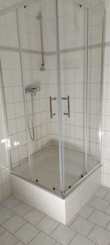 Customer photo review of SONNI Duschkabine Eckeinstieg Schiebetür ohne Duschtasse Ablaufgarnitur 70-120cm Höhe 185cm/195cm