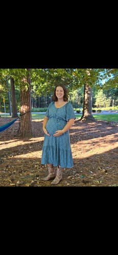 Customer photo review of olive dress