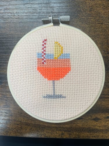 Customer photo review of Aperol Cocktail Cross Stitch Kit