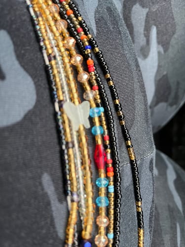 Customer photo review of Thick Butterfly Glow Tie On Waist Beads