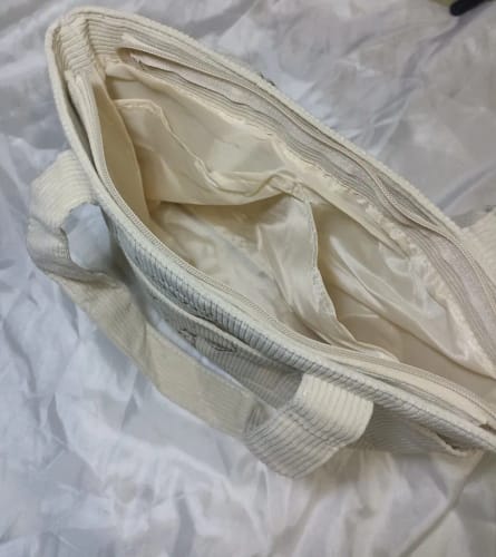Customer photo review of Peanuts Snoopy Corduroy Tote Bag - I Woke Up This Cute (4 Colors)