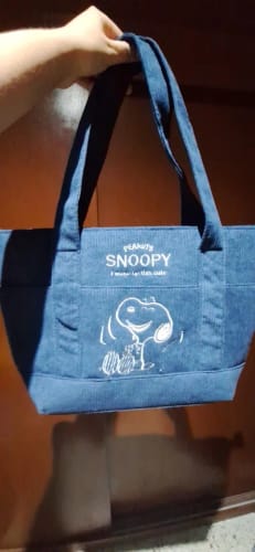 Customer photo review of Peanuts Snoopy Corduroy Tote Bag - I Woke Up This Cute (4 Colors)