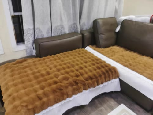 Customer photo review of Soft Warm Faux Fur Couch Sofa Cover Thick Shaggy Fuzzy Sectional Couch Cover Non-Slip Solid Color Plush Sofa Slipcover Furniture Protector for Pets