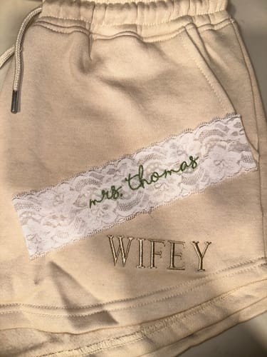 Customer photo review of Wifey Statement Shorts - Champagne