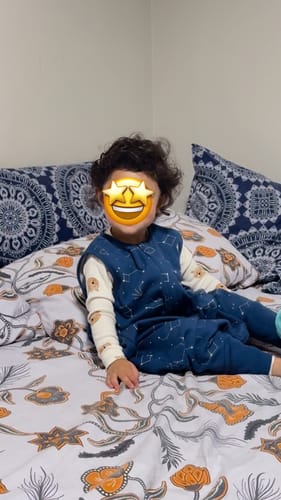Customer photo review of 4 Season® Baby Sleep Bag with Feet, Merino Wool & Organic Cotton, Night Sky™