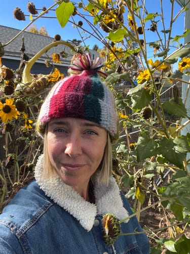 Customer photo review of Alpaca Beanie - Mom's Rainbow