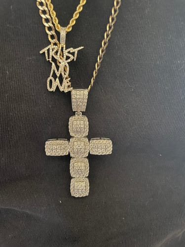 Customer photo review of 10K SOLID YELLOW GOLD .85 CARAT REAL DIAMOND 1.25 INCHES TRUST NO ONE PENDANT CHARM