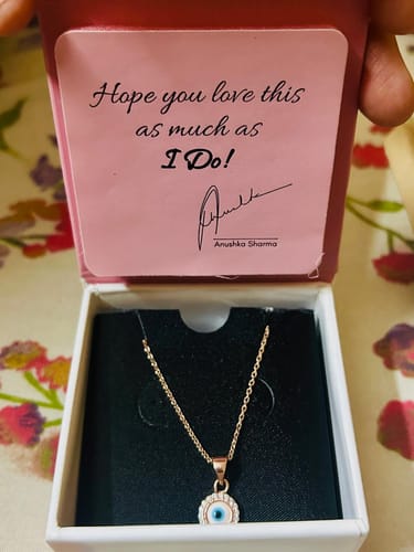 Customer photo review of Rose Gold Studded Evil Eye Pendant