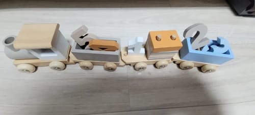 Customer photo review of Wooden Train Birthday Toy Montessori Toys Baby Educational Toys Wooden Trolley Baby Learning Toys Number Of Wood Baby's Toys