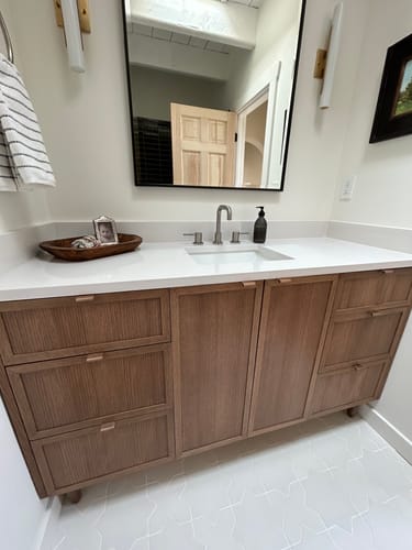 Customer photo review of Cape Breton 60" Mid Century Oak Bathroom Vanity