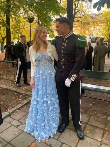 Customer photo review of Corset 3D Floral Sky Blue Midi Dress