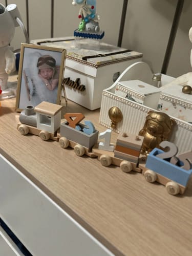 Customer photo review of Wooden Train Birthday Toy Montessori Toys Baby Educational Toys Wooden Trolley Baby Learning Toys Number Of Wood Baby's Toys