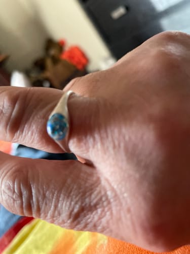 Customer photo review of Silver Oval Ring with Cremation Ashes