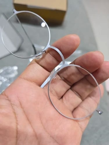 Customer photo review of Aimee Unisex Full Rim Round Screwless Titanium Eyeglasses 5504