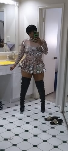 Customer photo review of Mirror Shine Sequin Festival Mini Dress – Sparkling Party Outfit