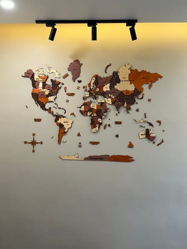 Customer photo review of 3D Wooden World Map Multicolor