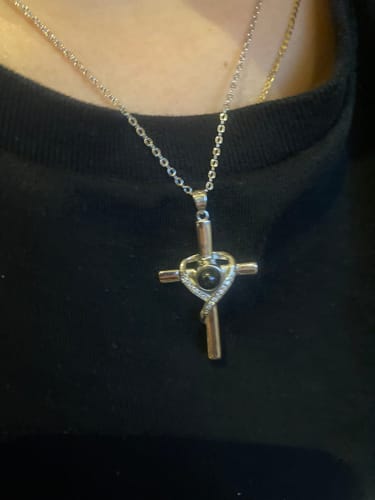 Customer photo review of Projection Diamond Cross Necklace + FREE Bracelet Set