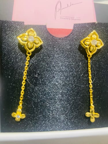 Customer photo review of Golden Artsy Floral Earrings