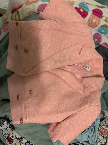 Customer photo review of Elle - Pink Cropped Tweed Blazer
