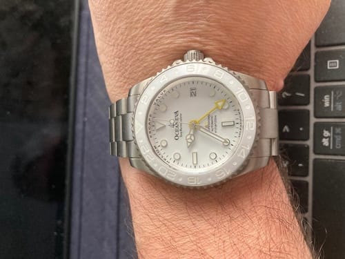Customer photo review of Oceaneva Men's GMT TITANIUM Automatic Deep Marine Explorer 1250M White Ceramic Bezel Watch
