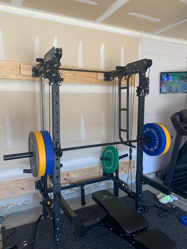 Customer photo review of Major Fitness F35 All-In-One Home Gym Wall-Mount Folding Power Rack
