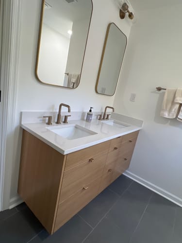 Customer photo review of Asher 60" Natural White Oak Bathroom Vanity, Double Sink