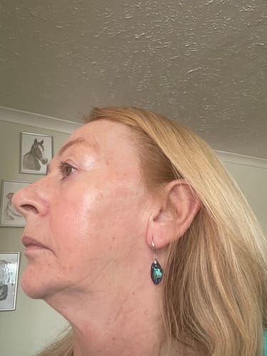 Customer photo review of Classy Bermuda Blue Haven Earrings with Austrian Crystals