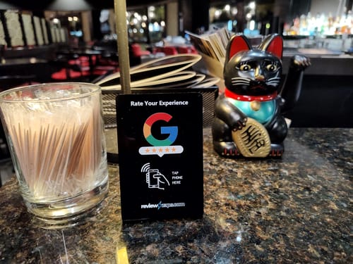 Customer photo review of NFC Google Review Card
