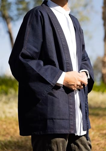 Customer photo review of Vintage Reversible Washed Denim Kimono Jacket