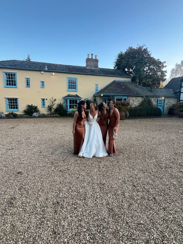 Customer photo review of Twist Back Satin Bridesmaid Dress - Rust